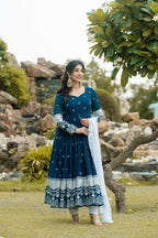 Yash Enterprise Navy Blue Fux Georgette With Emboidery Work Slwar Suits Stitched - Distacart