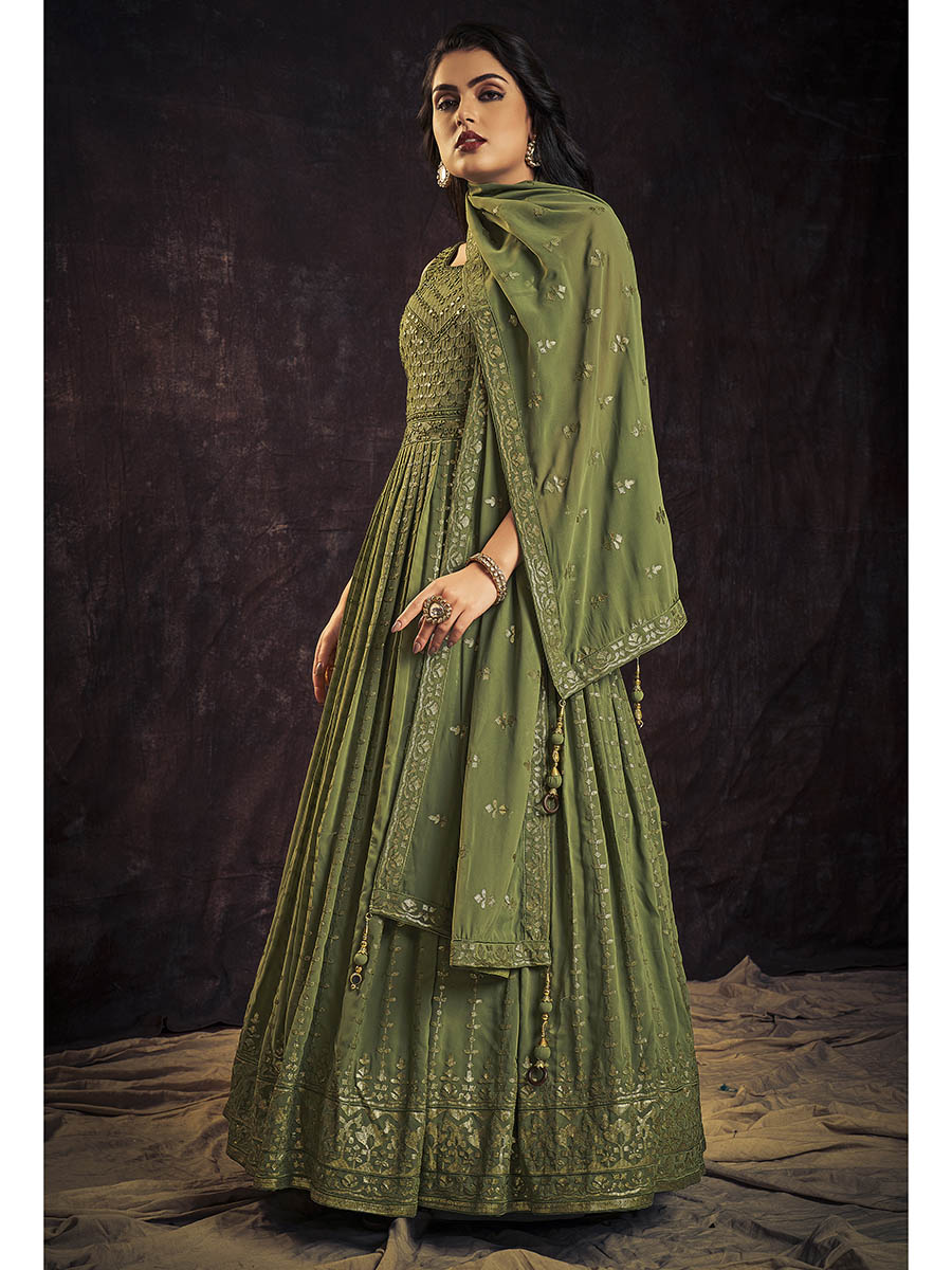 Myra Green Real Georgette Designer Gown Style Suit - Distacart