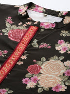 Ahalyaa Mandarin Collar Floral Print Crepe Tunic