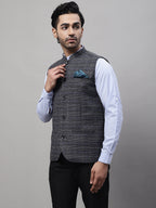 Even Apparels Men's Grey Nehru Jacket With Welt Pockets