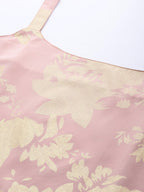 Ahalyaa Square Neck Printed Crepe Tunic With Lace Inserts