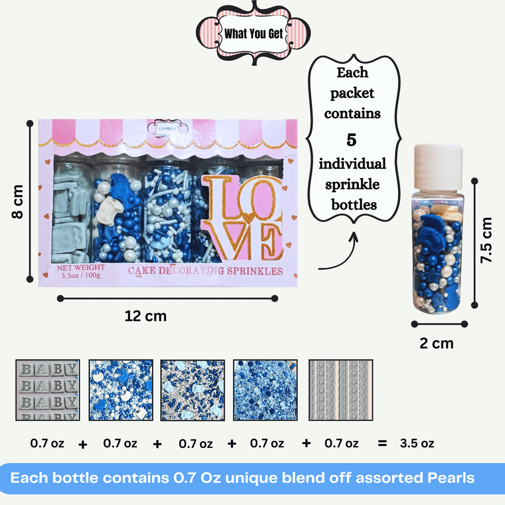 confect boys baby shower sprinkles gender reveal sprinkles baby blue sprinkles for cake cupcake decorating pack of 5 baby shower 35