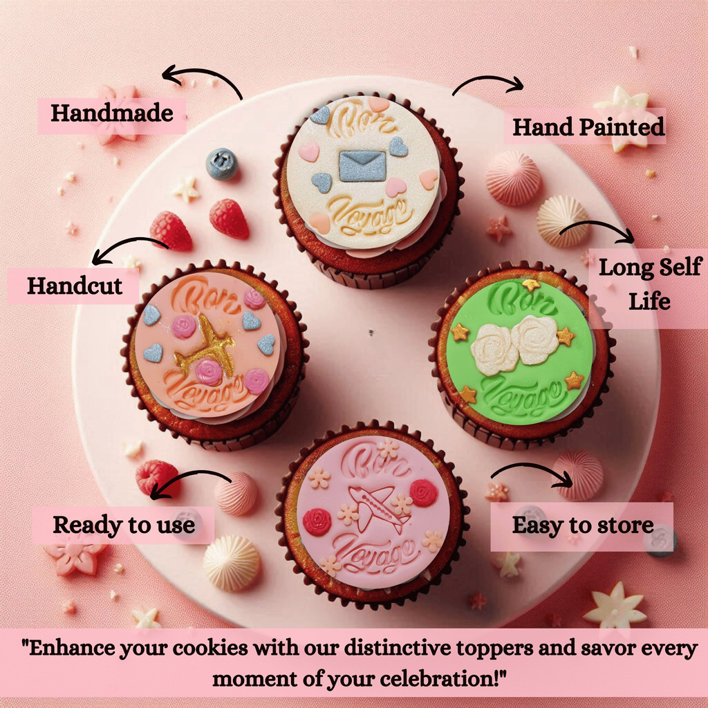 confect bon voyage toppers for cakes cupcakes edible cupcake topper cake decorations supplies 100gms ct 06