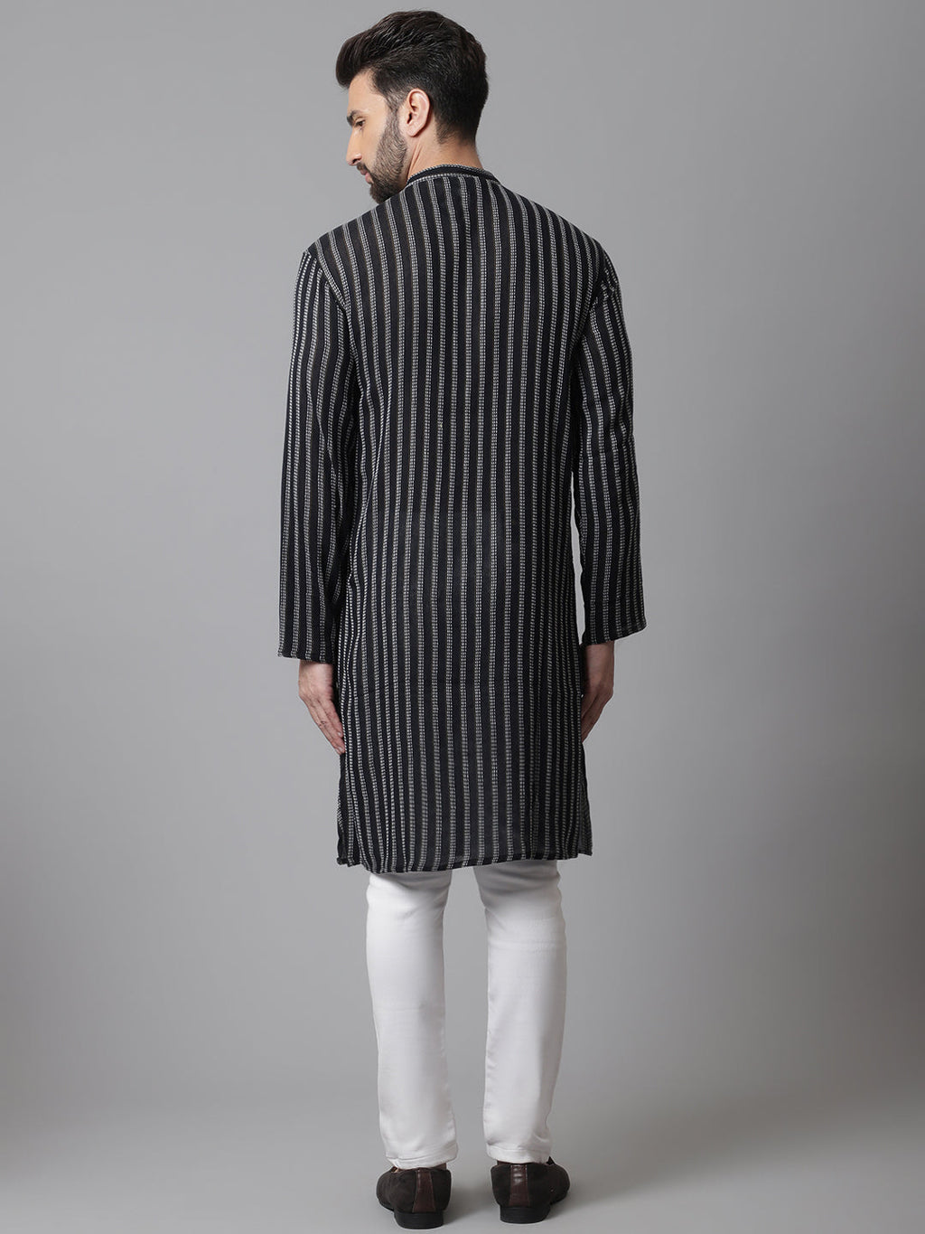 Even Apparels Black Pure Cotton Kurta With Band Collar - Distacart