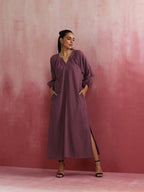 trueBrowns Light Purple Cotton Dobby Dress - Distacart