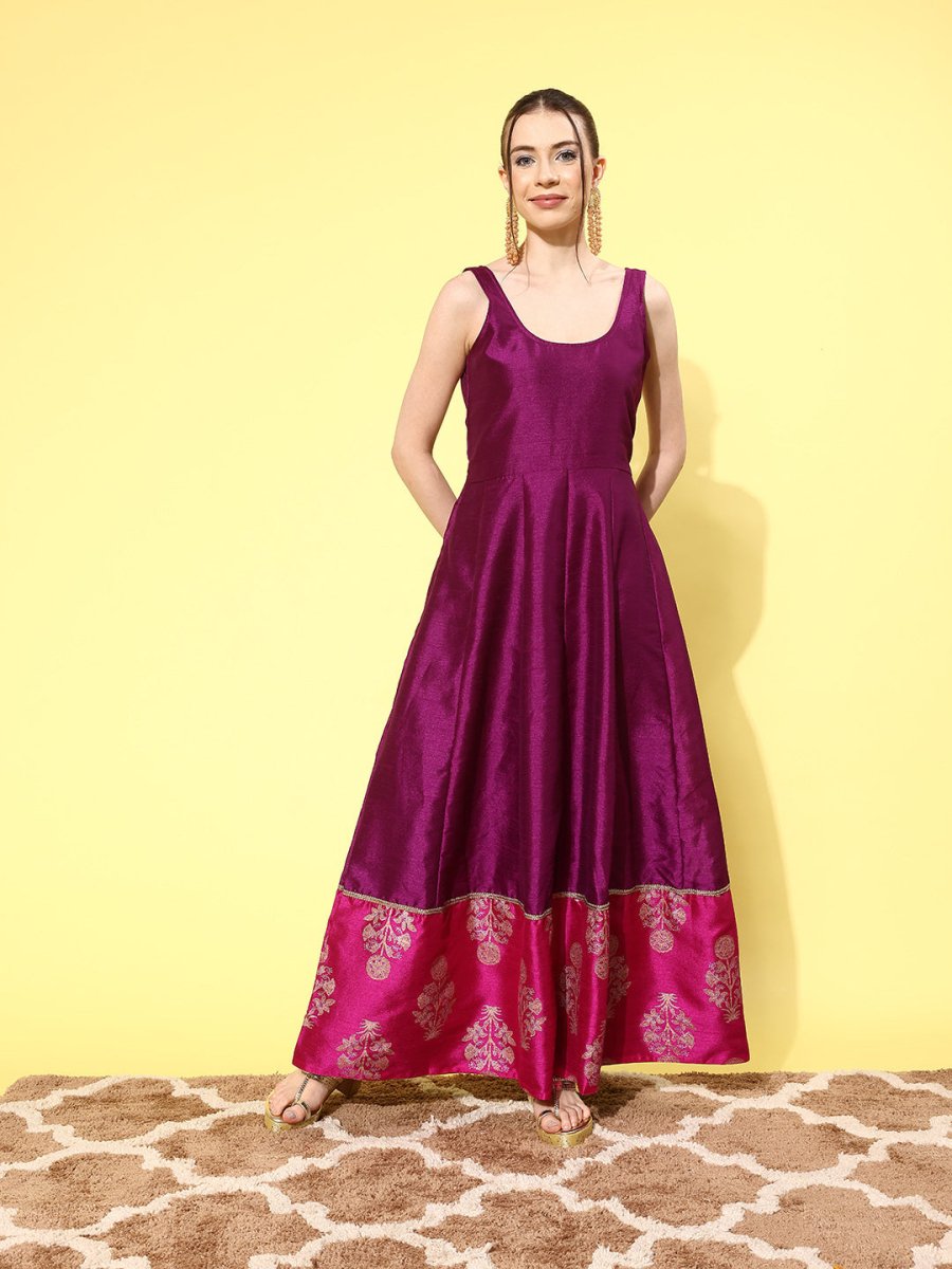 Ahalyaa Ethnic Motifs Printed Maxi Dress - Distacart