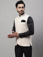 Even Apparels Men's Cream Pure Wool Nehru Jacket