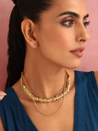 trueBrowns Brass Rose Layererd Necklace