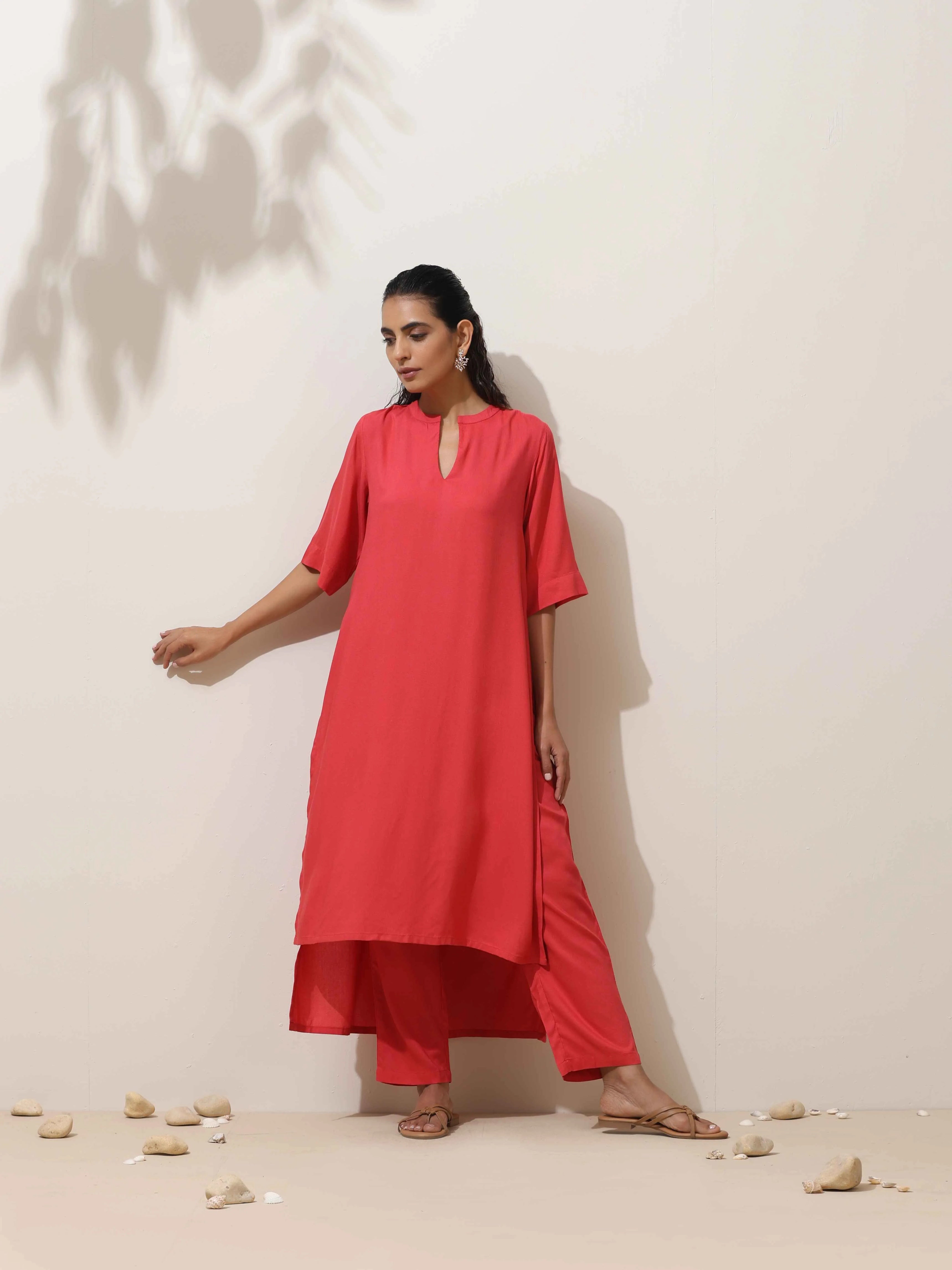 trueBrowns Coral Viscose Kurta Pant Set - Distacart