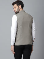 Even Apparels Men's Cream Nehru Jacket With Welt Pockets