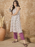 InWeave Dusty Mauve V Neck Aline Kurta Set - Distacart
