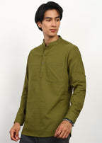 Fabmade Olive Still Linen Kurta