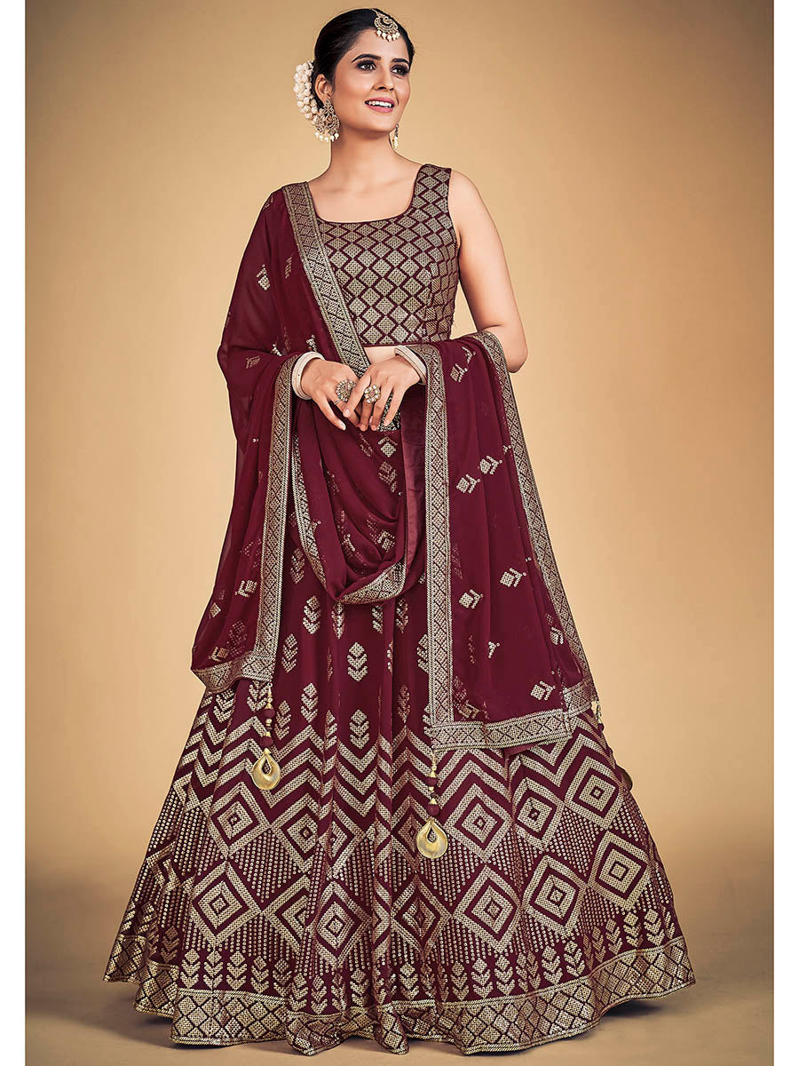 Myra Maroon Georgette Real Georgette Lehenga Choli