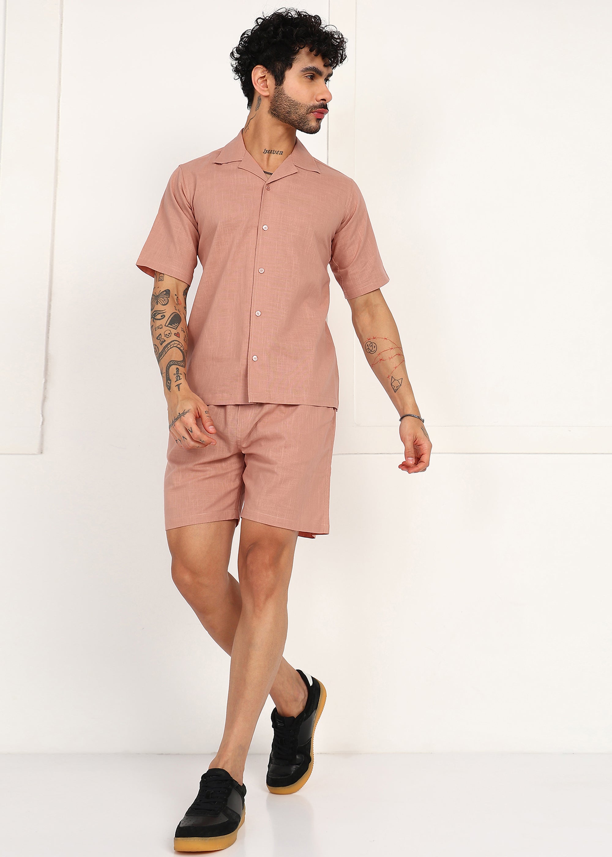 Fabmade Men’S Peach Linen Co-Ord Set