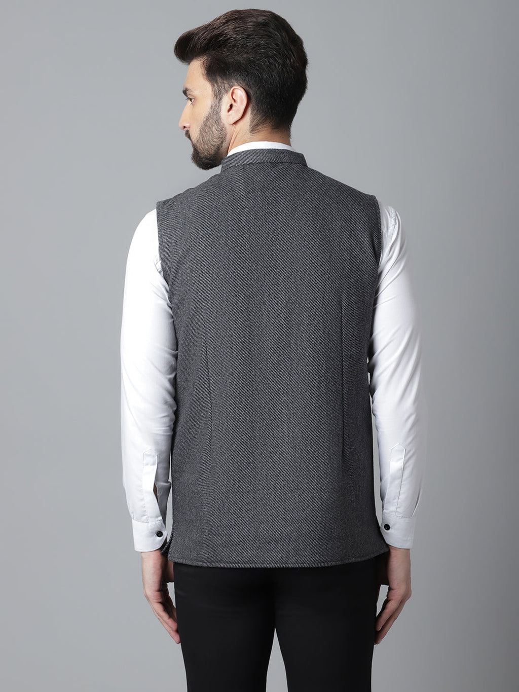 Even Apparels Men's Grey Pure Wool Nehru Jacket