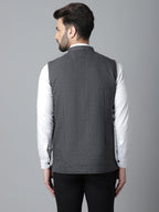 Even Apparels Men's Grey Pure Wool Nehru Jacket