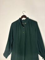 trueBrowns Dark Green Cotton Dobby Long Top
