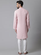 Even Apparels Pink Pure Cotton Kurta With Band Collar - Distacart