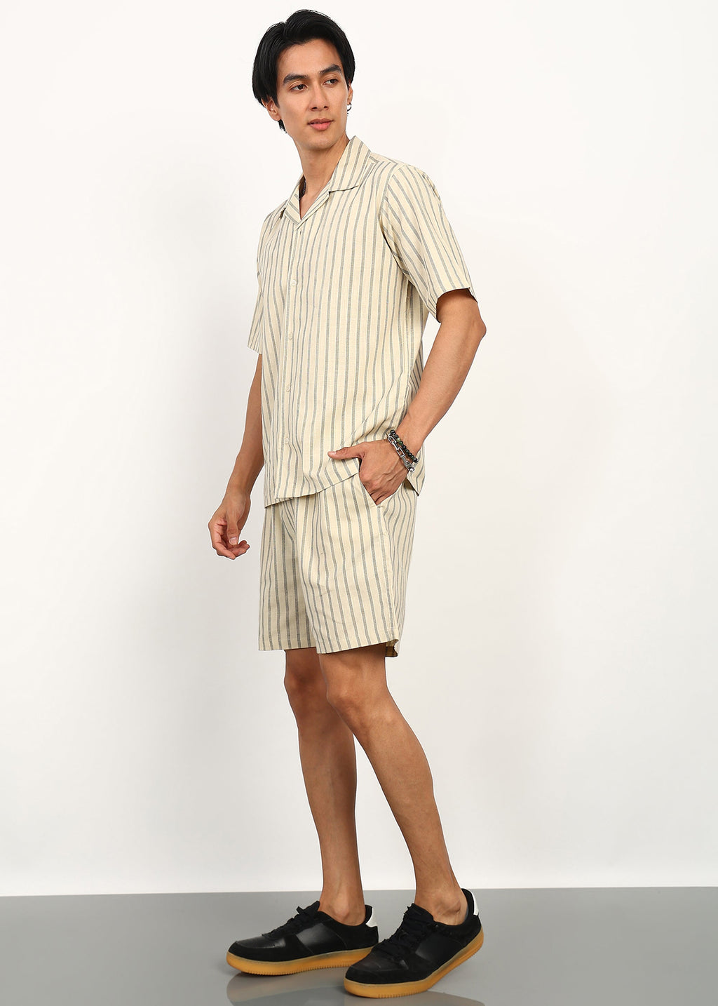 Fabmade Ivory Stripe Ease Co-Ord Set