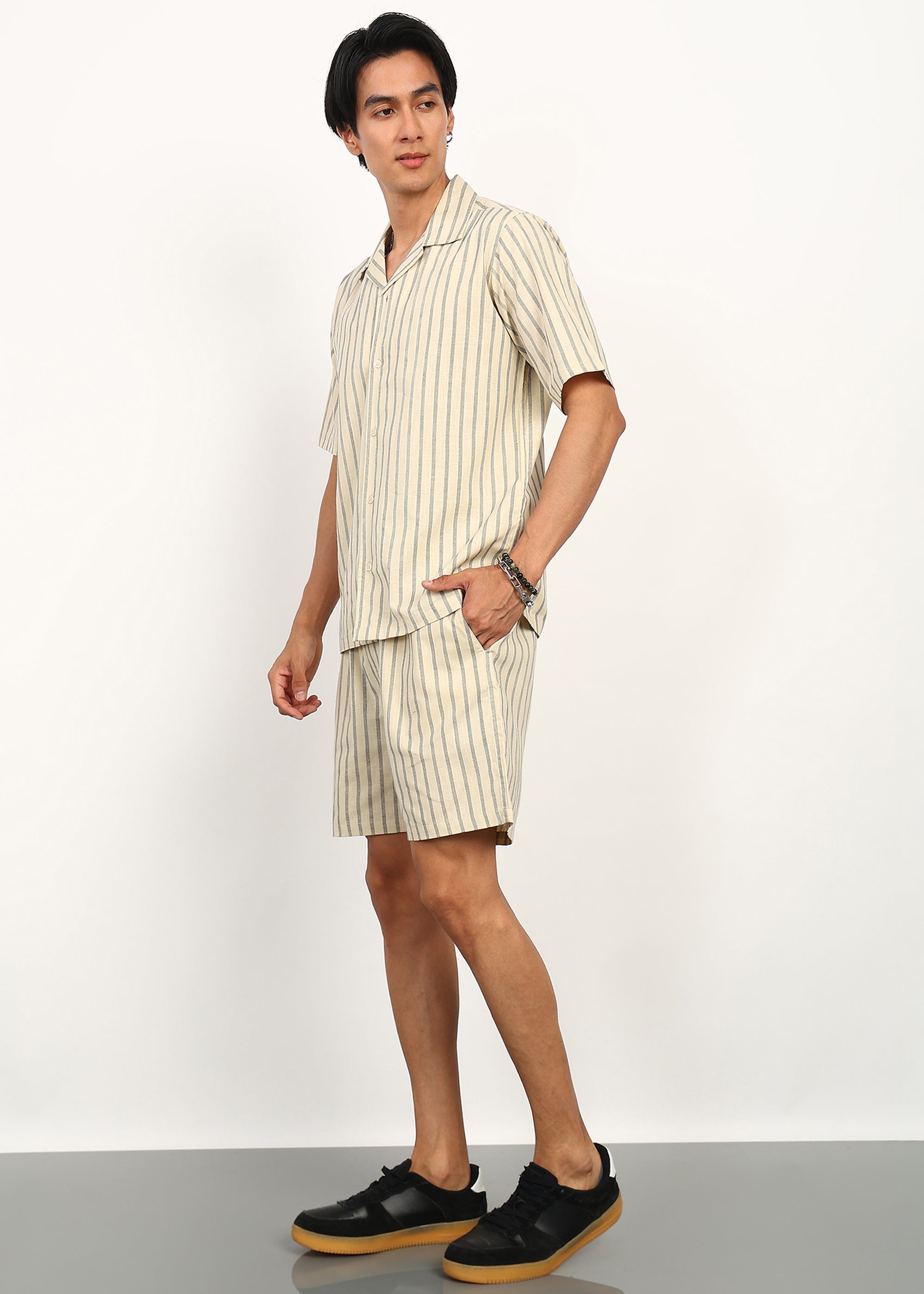 Fabmade Ivory Stripe Ease Co-Ord Set