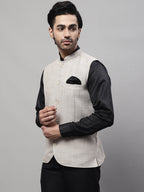 Even Apparels Men's Beige Nehru Jacket With Welt Pockets
