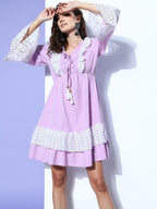 InWeave Women's Mauve Lacy Short Dress - Distacart