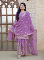 Teeya Creation Blue Color Georgette Heavy Embroidery Work Fully Stitched Sharara Suit Set - Distacart