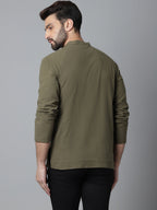 Even Apparels Green Pure Cotton Kurta With Band Collar - Distacart