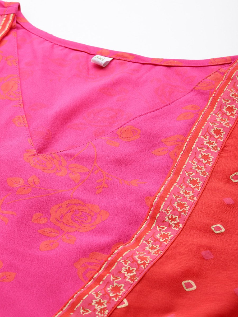 Ahalyaa Plus Size V-neck Maxi Ethnic Dress - Distacart