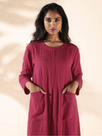 trueBrowns Carrot Cotton Dobby Pocket Dress - Distacart
