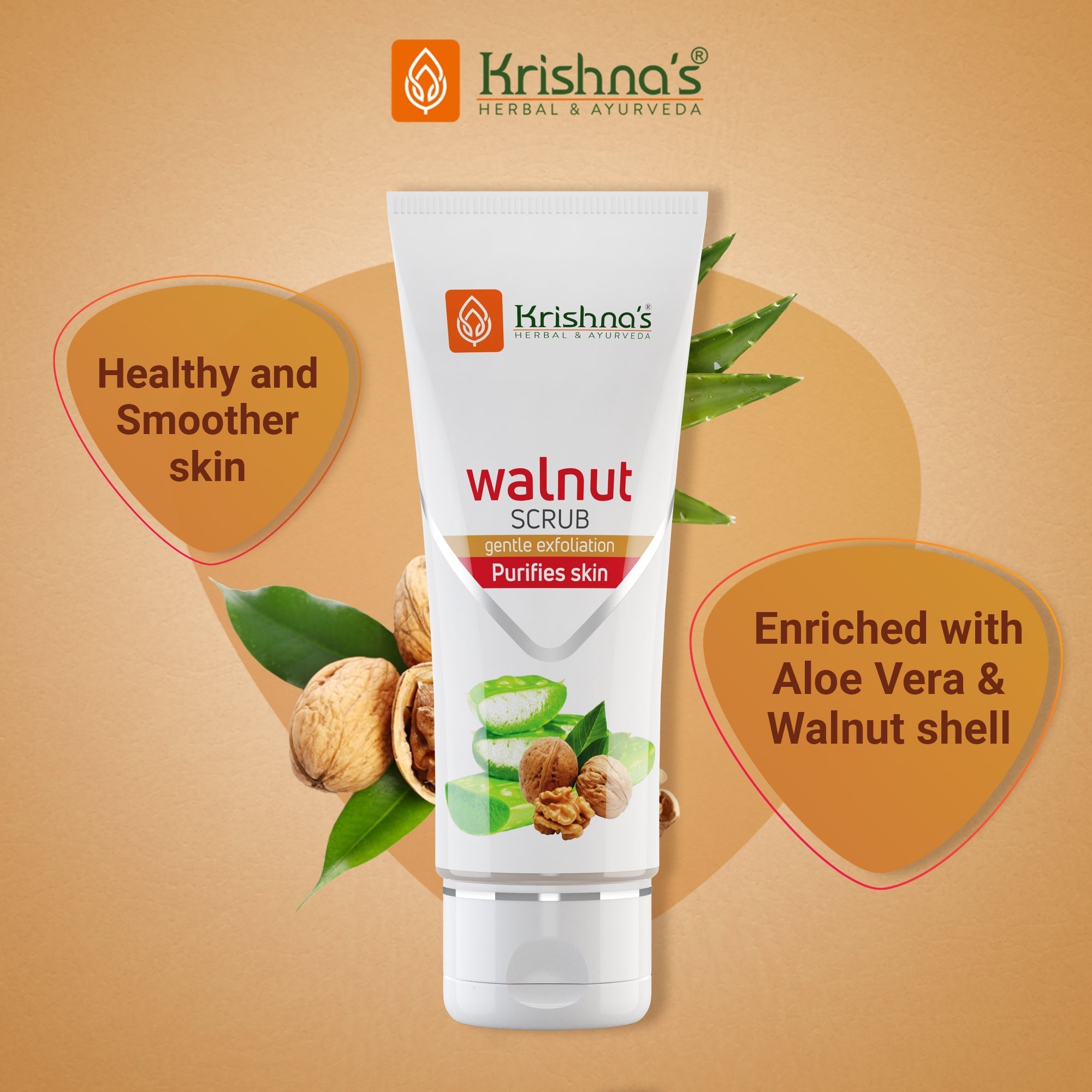 Krishna'S Herbal & Ayurveda Aloevera Walnut Scrub - Distacart