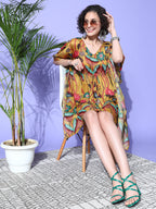 InWeave Women's Mustard Printed Kaftan Dress - Distacart
