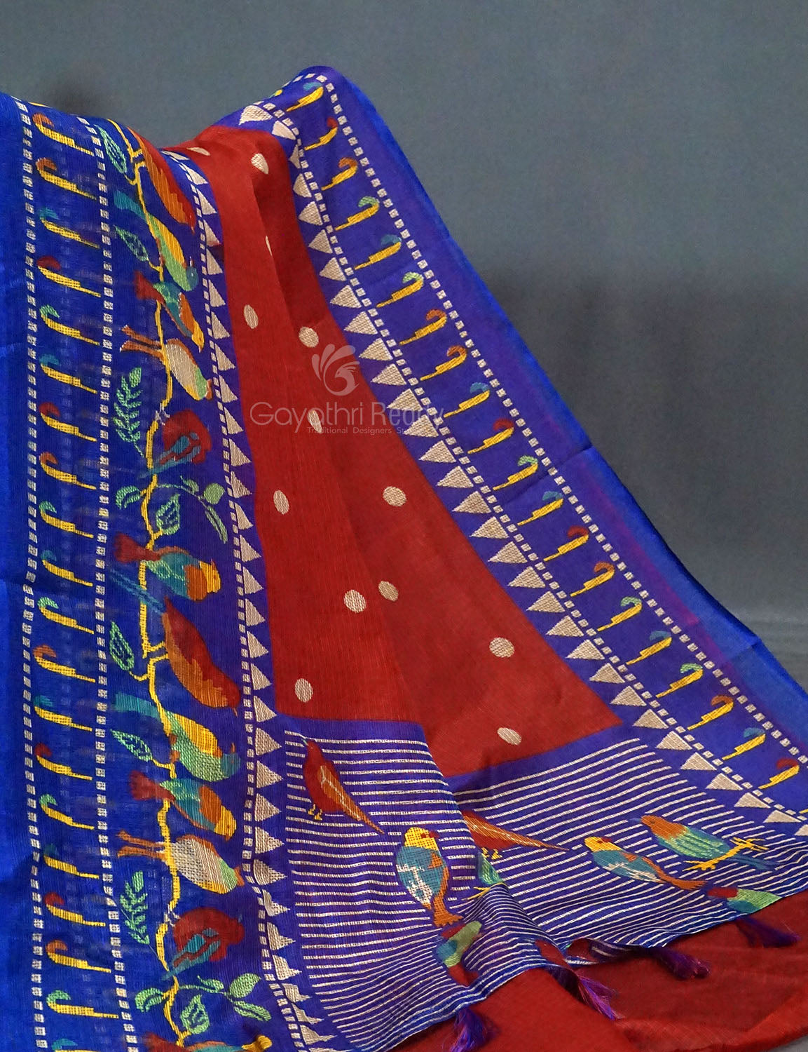 Dark Red Colored with Buttes Semi Silk Kota Saree By Gayathri Reddy Designer Studio