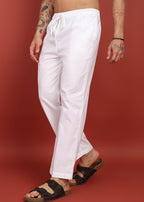 Fabmade Men’S Whitte Linen Drawstring Pyjama