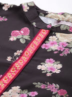 Ahalyaa Mandarin Collar Crepe Floral Printed Tunic