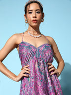 InWeave Women's Pink Paisley Print Back Detail Long Dress - Distacart