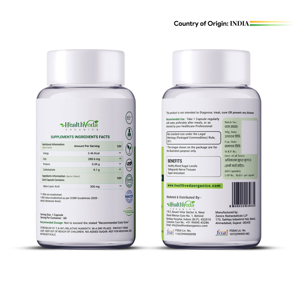 Health Veda Organics Alpha Lipoic Acid Capsules - Distacart