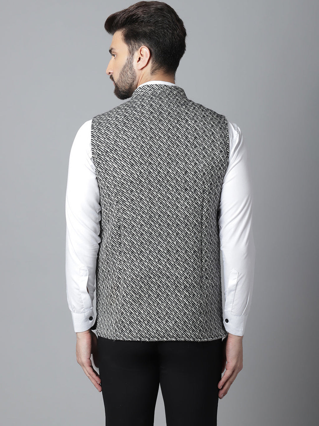 Even Apparels Men's Grey Pure Wool Nehru Jacket
