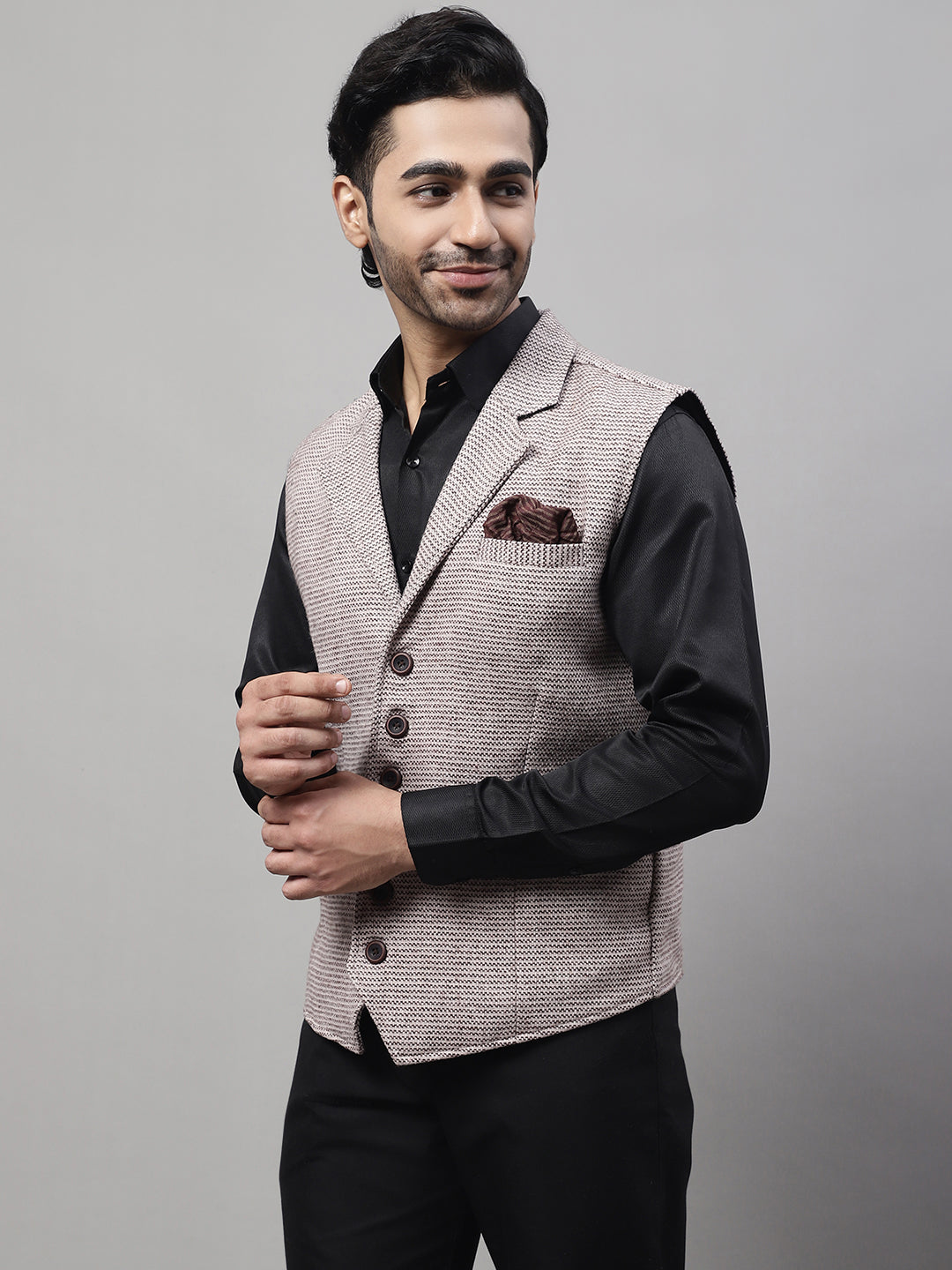 Even Apparels Men's Cream Pure Wool Nehru Jacket