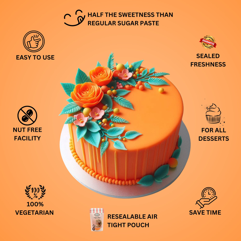 confect fluorescent orange sugarpaste br b 250 gms b