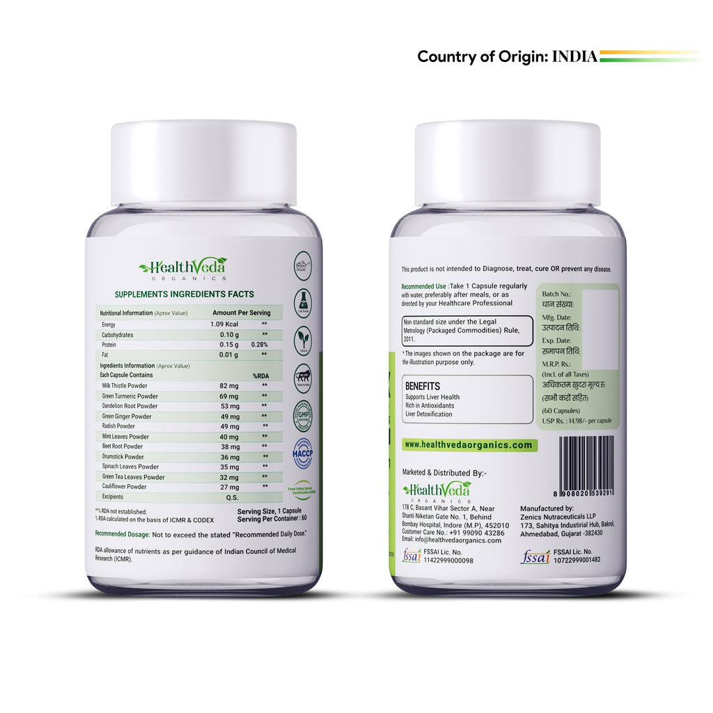 Health Veda Organics Plant Based Liver Detox Capsules - Distacart