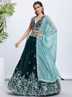 House of Panchhi Pink Net Cutdana, Sequins And Zarkan Embroidery Lehenga Choli & Dupatta