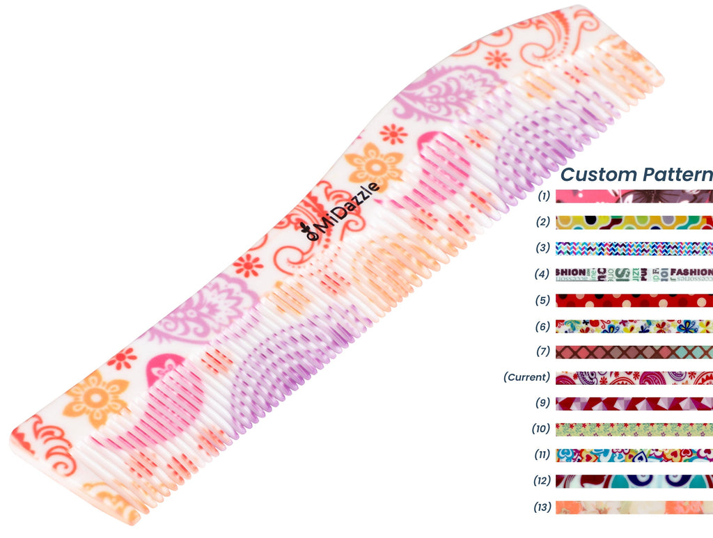 MiDazzle 360 Floral Dual Teeth Comb - Large - Distacart
