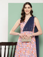 Ahalyaa Abstract Printed Empire Ethnic Dress - Distacart