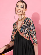 Ahalyaa Floral Printed Empire Midi Dress - Distacart