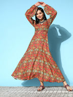 InWeave Women's Rust Edgy Print Dress - Distacart