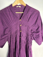 trueBrowns Purple Slub Pleated Kurta - Distacart