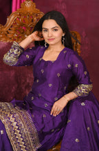 Teeya Creation Purple Color Chinon Silk Heavy Embroidery Work Fully Stitched Salwar Suit