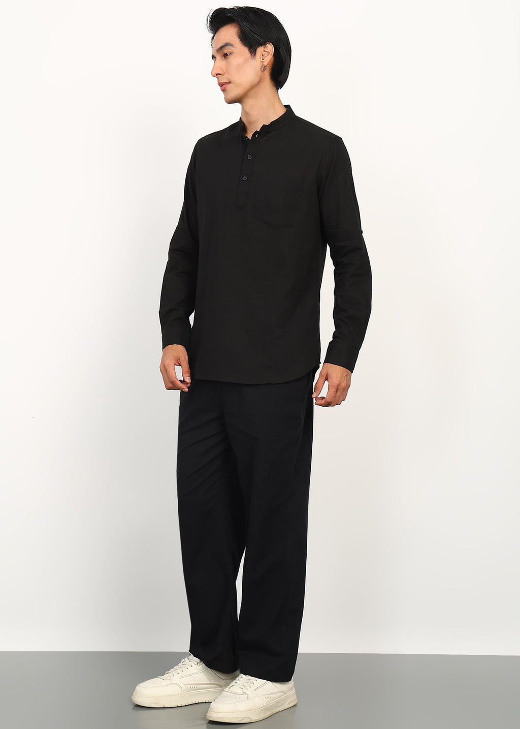 Fabmade Noir Linen Kurta Set - Distacart