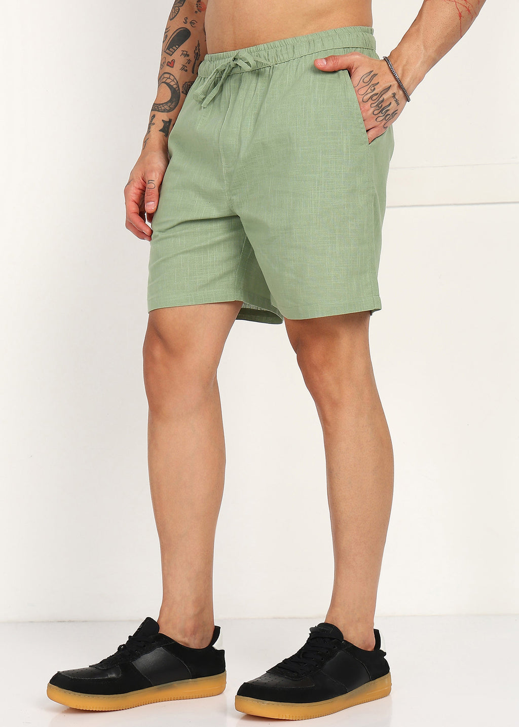 Fabmade Sage Linen Shorts